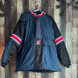 Vintage 90s Cleveland Indians Genuine Merchandise Blue and Black Hoodie Half Zip